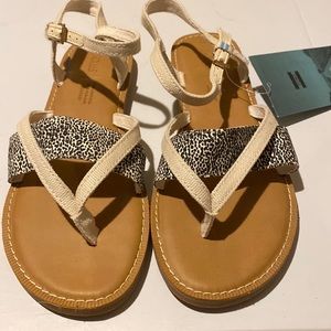 Toms Natural Shimmer Canvas Mini Leopard Print Women's Lexie Sandals NWT Size 7